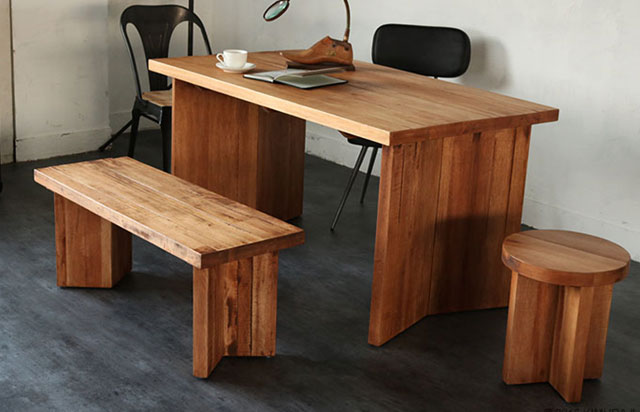 幅100㎝天然木ベンチでインダストリアルインテリア - 椅子の店